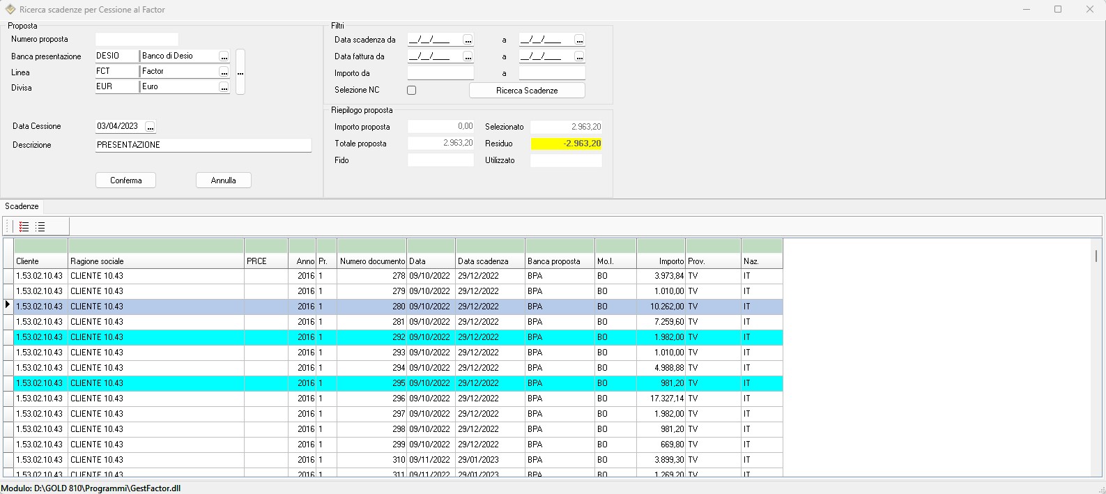 Factor fatture Factor3