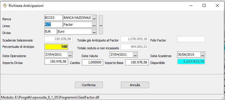 Factor accensione anticipo Factor